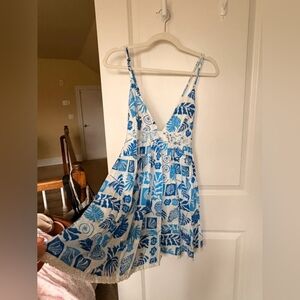 Blue & White Floral Print Sundress